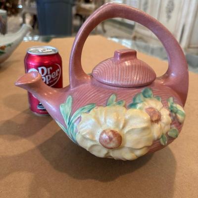Decor - Roseville Art Potterty White Rose Teapot
