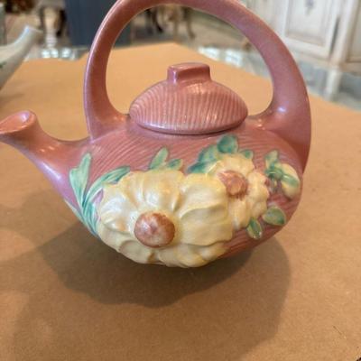 Decor - Roseville Art Potterty White Rose Teapot
