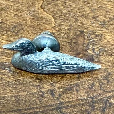 Vintage Pewter Duck Tie Tac Pin