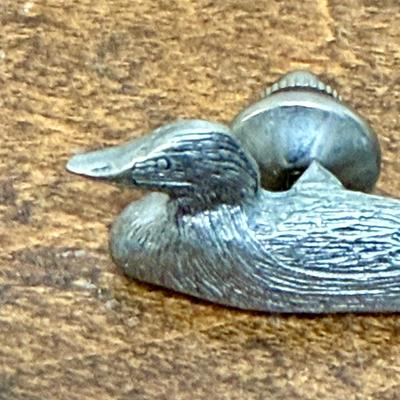 Vintage Pewter Duck Tie Tac Pin