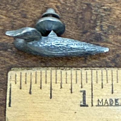 Vintage Pewter Duck Tie Tac Pin