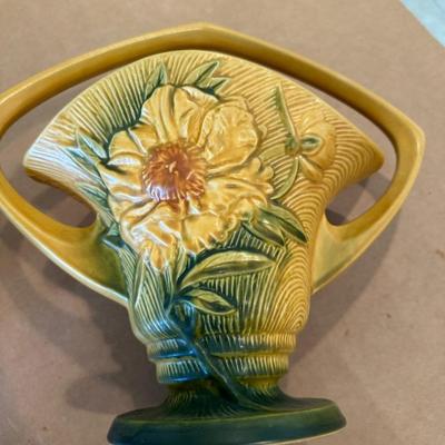 Decor - Roseville Vintage Art Pottery Peony Basket 379-12"