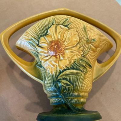 Decor - Roseville Vintage Art Pottery Peony Basket 379-12"