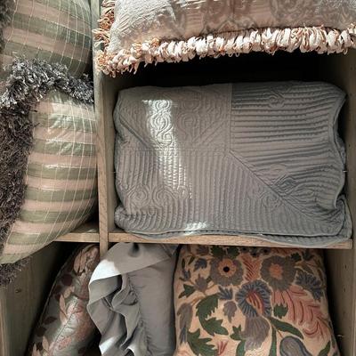Textiles - Custom King Turquoise Silk Bed Cover, Pillows and Throw