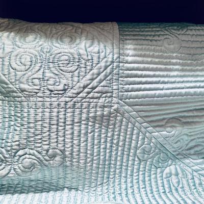 Textiles - Custom King Turquoise Silk Bed Cover, Pillows and Throw