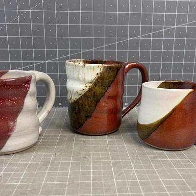 3 Studio Art Pottery Mugs 