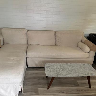 ELEMENTS Sectional Sofa White Fabric 