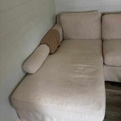 ELEMENTS Sectional Sofa White Fabric 