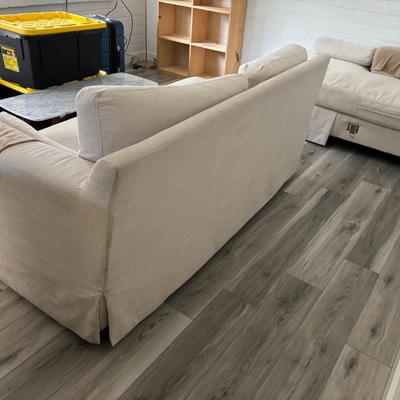 ELEMENTS Sectional Sofa White Fabric 