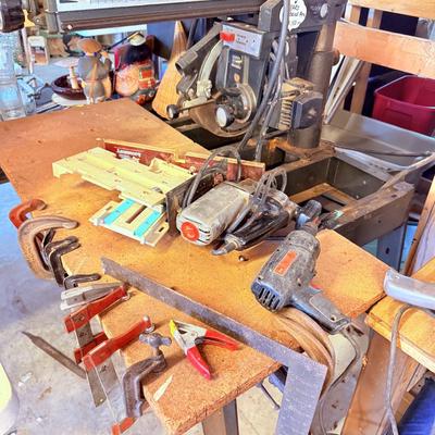 Lot 40: Radial Saw, Table, Tools & More