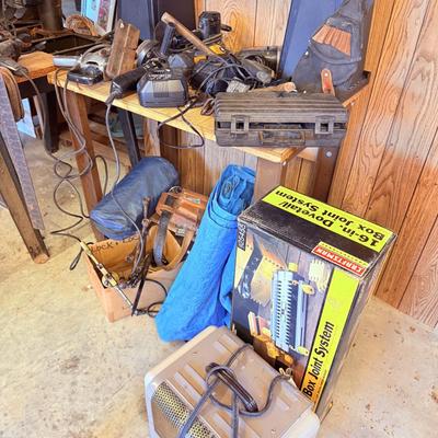 Lot 40: Radial Saw, Table, Tools & More