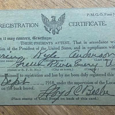WWI DRAFT REGISTRATION CARDS 1918 