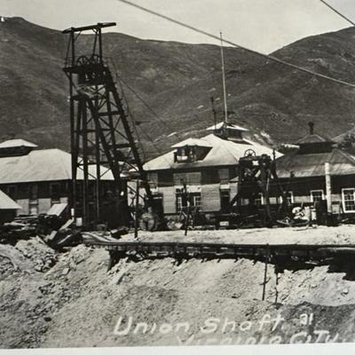 rppc UNION MINE SHAFT COMSTOCK LODE VIRGINIA CITY NEV 1930