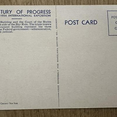 CENTURY OF PROGRESS 1934 CHICAGO WORLD'S FAIR LINEN POSTCARDS pair