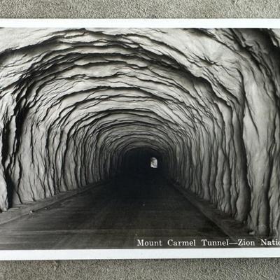 rppc MOUNT CARMEL TUNNEL ZION NP 1930s UPRR OVERLAND ROUTE CARD