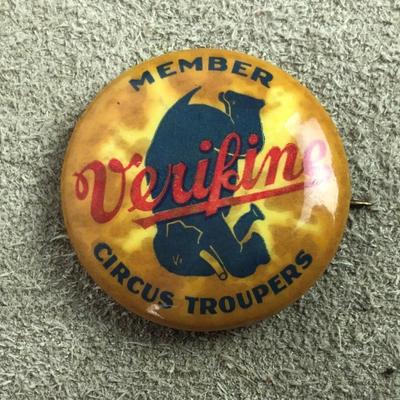 vintage VERIFINE ICE CREAM CIRCUS TROUPERS MEMBER PINBACK