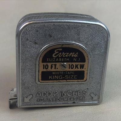 vintage EVANS 10 FT WHITE-TAPE KING-SIZE TAPE MEASURE