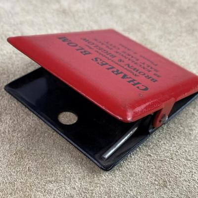 vintage BROWN & BIGELOW Advertising Metal Hinge Clip Receipt Holder 