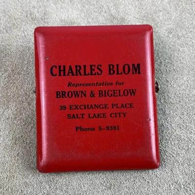 vintage BROWN & BIGELOW Advertising Metal Hinge Clip Receipt Holder 