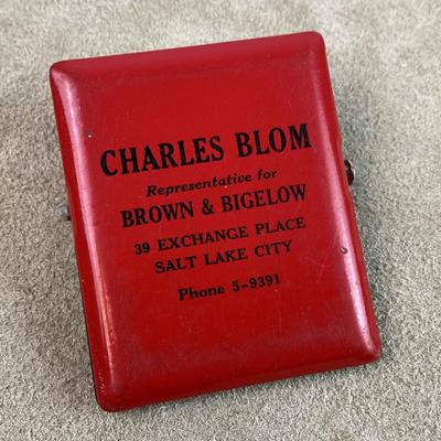 vintage BROWN & BIGELOW Advertising Metal Hinge Clip Receipt Holder 