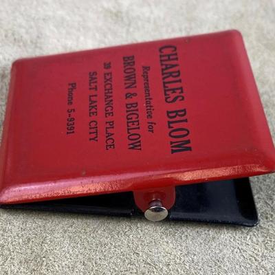 vintage BROWN & BIGELOW Advertising Metal Hinge Clip Receipt Holder 