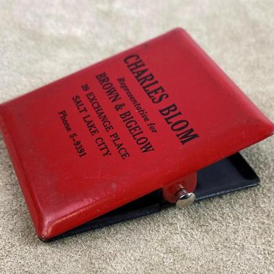 vintage BROWN & BIGELOW Advertising Metal Hinge Clip Receipt Holder 