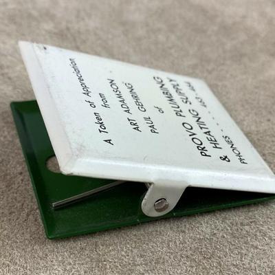 vintage PROVO PLUMBING & HEATING SUPPLY Advertising Hinge Clip Receipt Holder 