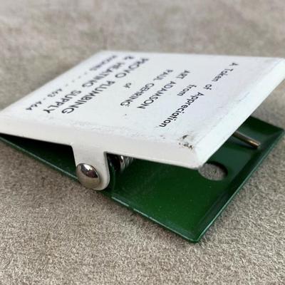 vintage PROVO PLUMBING & HEATING SUPPLY Advertising Hinge Clip Receipt Holder 