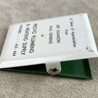 vintage PROVO PLUMBING & HEATING SUPPLY Advertising Hinge Clip Receipt Holder 