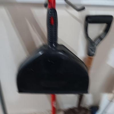 LARGE SNOW SHOVEL, SLEDGE HAMMER, BROOM & RAKE