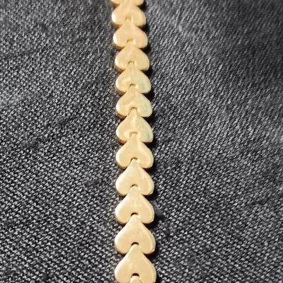 14K GOLD HEART LINKED BRACELET 10.83g