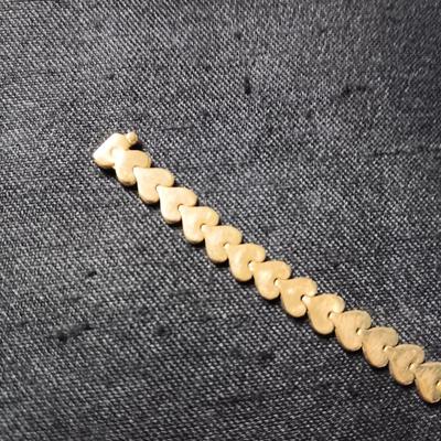 14K GOLD HEART LINKED BRACELET 10.83g