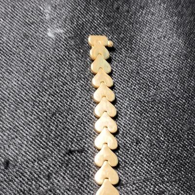 14K GOLD HEART LINKED BRACELET 10.83g