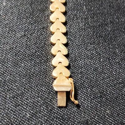 14K GOLD HEART LINKED BRACELET 10.83g