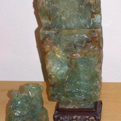 Antique Chinese Green Quartz of Phoenix 