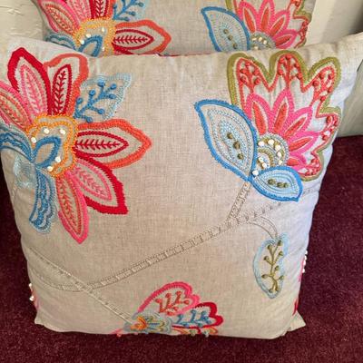 textiles - Decorative Crewel Throw Pillows