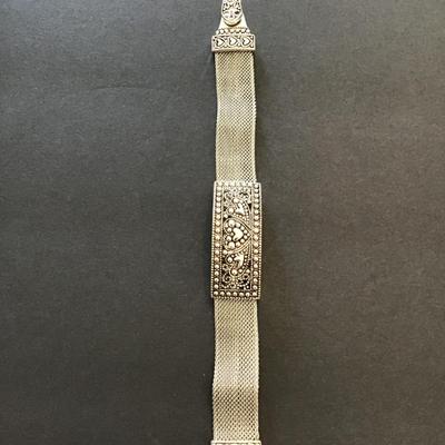 Sale Photo Thumbnail #36: Silvertone wire mesh bracelet magnetic clasp please see attached photos