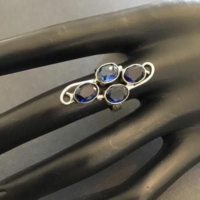 Sale Photo Thumbnail #70: Beautiful silver, 925 ring with blue rhinestones Size 7 1/2 please see attached photos