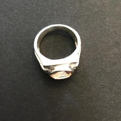 Sale Photo Thumbnail #85: Beautiful sterling, silver ring, light peach, colored rhinestones. Please see attached photos.