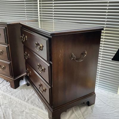 902 Pair of Mahogany 3-Drawer Chair-side Chests/ End tables