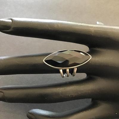 Sale Photo Thumbnail #99: Beautiful silver ring with black glass rhinestone. Please see attached photos.