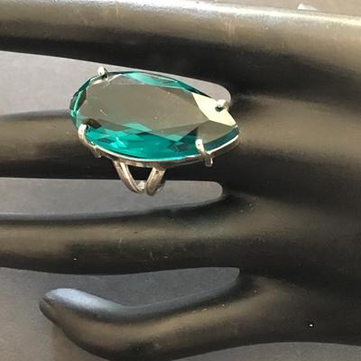 Sale Photo Thumbnail #109: Very beautiful silver 925 aqua blue statement ring. Please see attached photos.