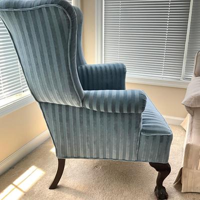904 Antique Chippendale Upholstered Wingback Chair with Extra Back Sleeve and Arm Sleeve