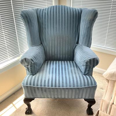 904 Antique Chippendale Upholstered Wingback Chair with Extra Back Sleeve and Arm Sleeve