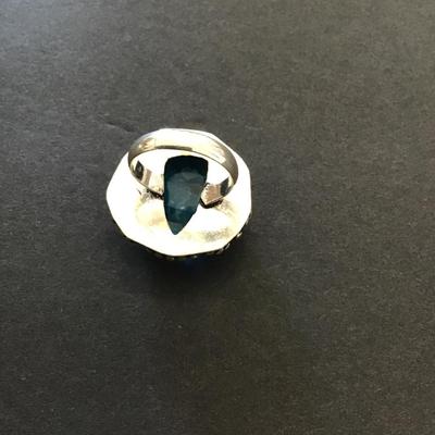 Sale Photo Thumbnail #122: Very beautiful silver 925 chunky aqua blue statement ring. Please see attached photos.