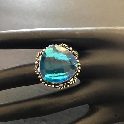 Sale Photo Thumbnail #120: Very beautiful silver 925 chunky aqua blue statement ring. Please see attached photos.