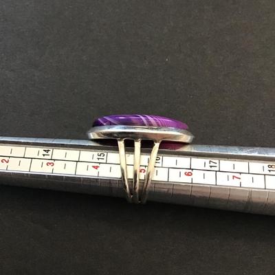 Sale Photo Thumbnail #131: Beautiful silver ring with purple stone statement ring please see attached photos