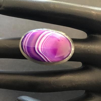 Sale Photo Thumbnail #130: Beautiful silver ring with purple stone statement ring please see attached photos