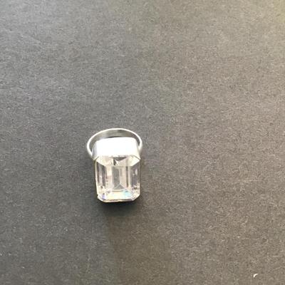 Sale Photo Thumbnail #147: Beautiful silver 925 ring with chunky rhinestone. Please see attached photos.