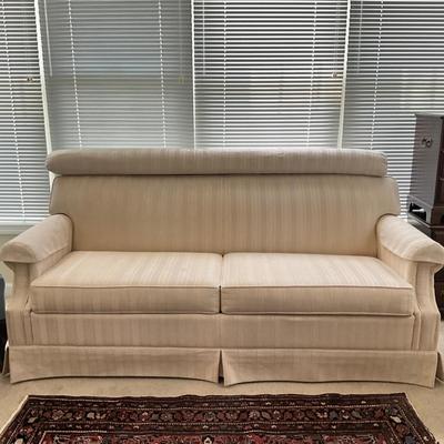 908 Lazy Boy White Striped Sleeper Sofa